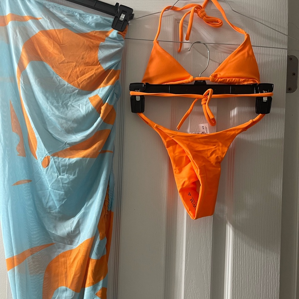 Brand New Matte Collection Swim orange bikini swim